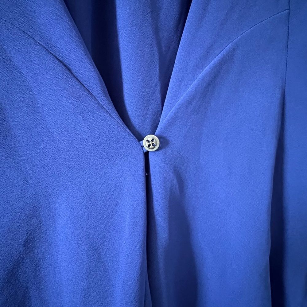 Lush Royal Blue V Neck Chiffon Blouse - Picture 7 of 9